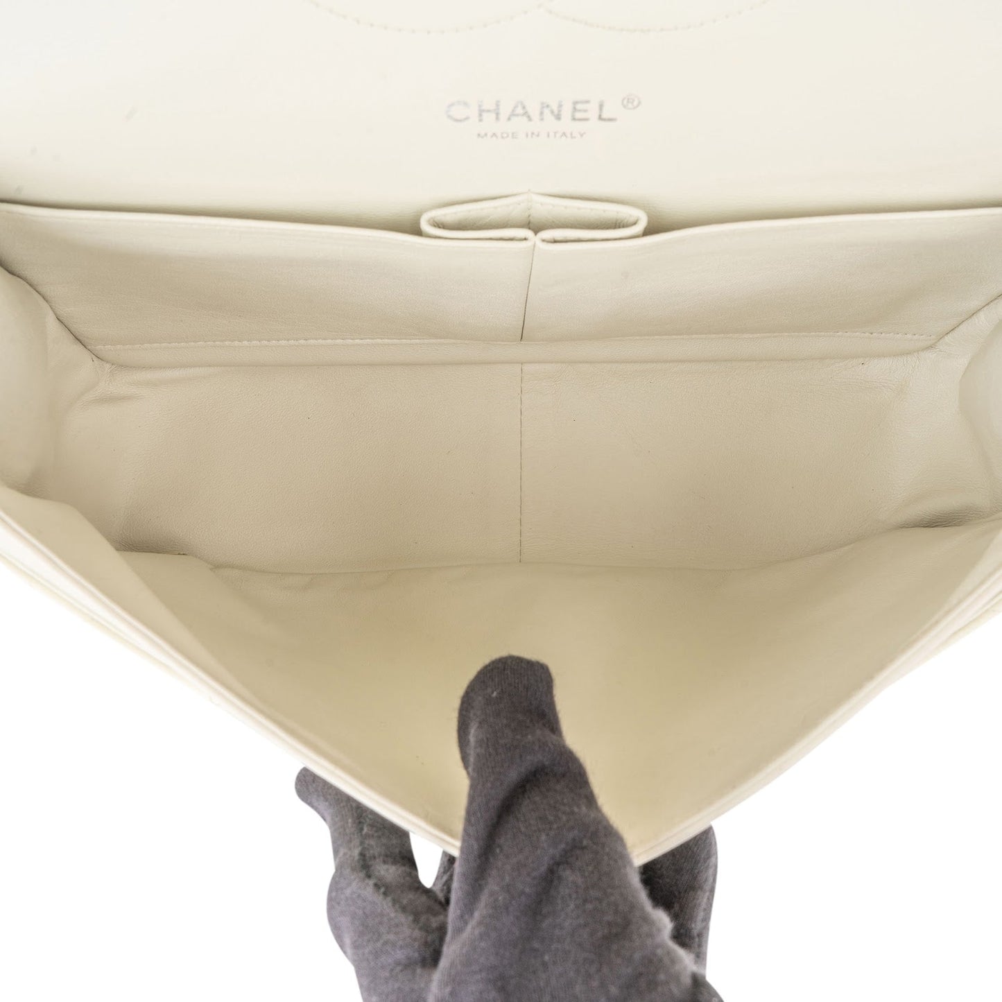 Chanel Quilted Caviar Leather Palladium Jumbo Double Flap Crossbody Bag
