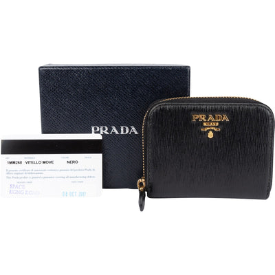Prada Saffiano Leather Zip Around Wallet