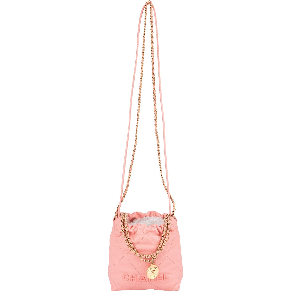 Chanel 22 Caviar Leather Small Drawstring Bag Handbag