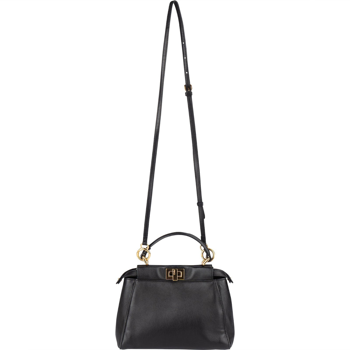 Fendi Black Leather Mini Peekaboo Handbag