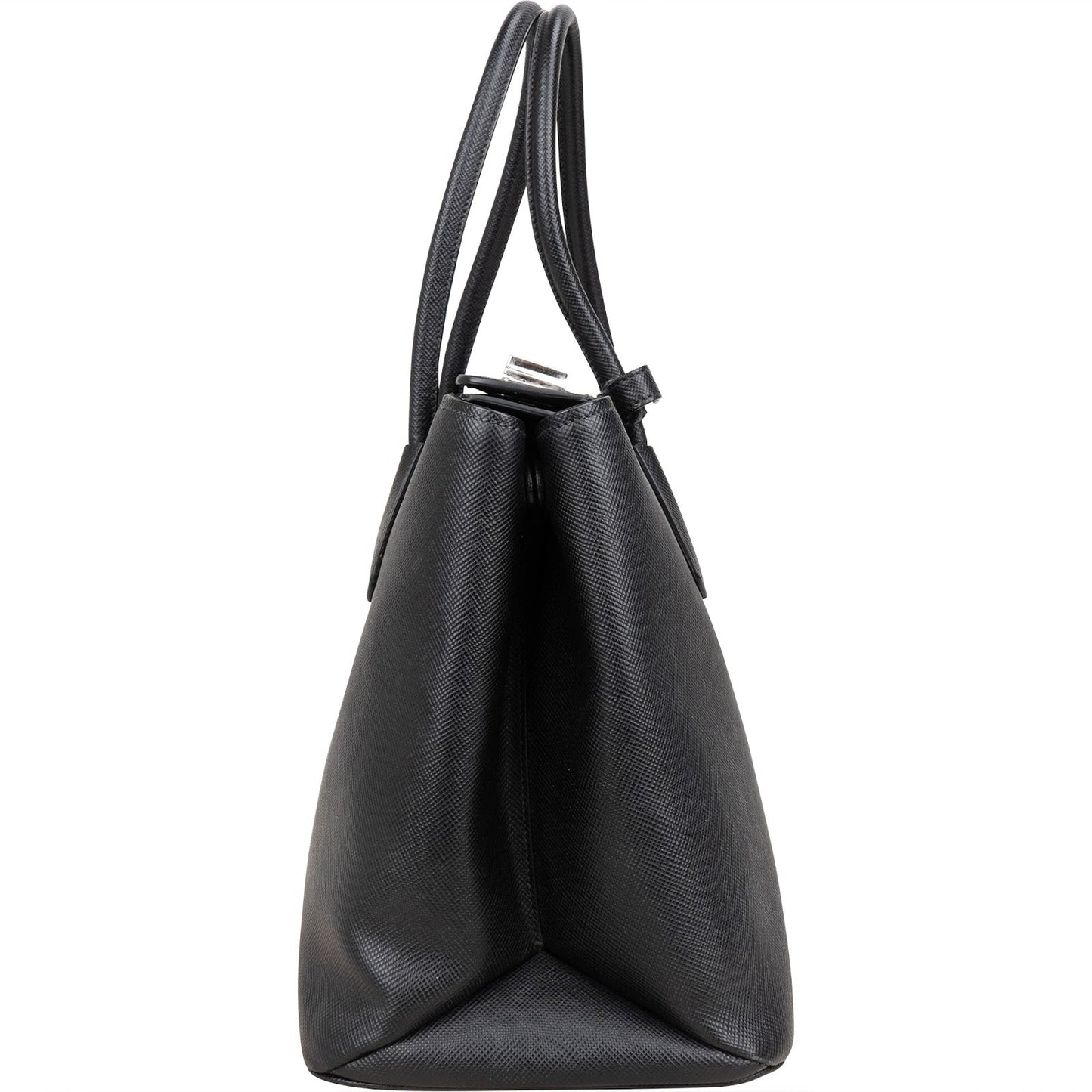 Prada Black Saffiano Leather Lux Turnlock Double Handbag