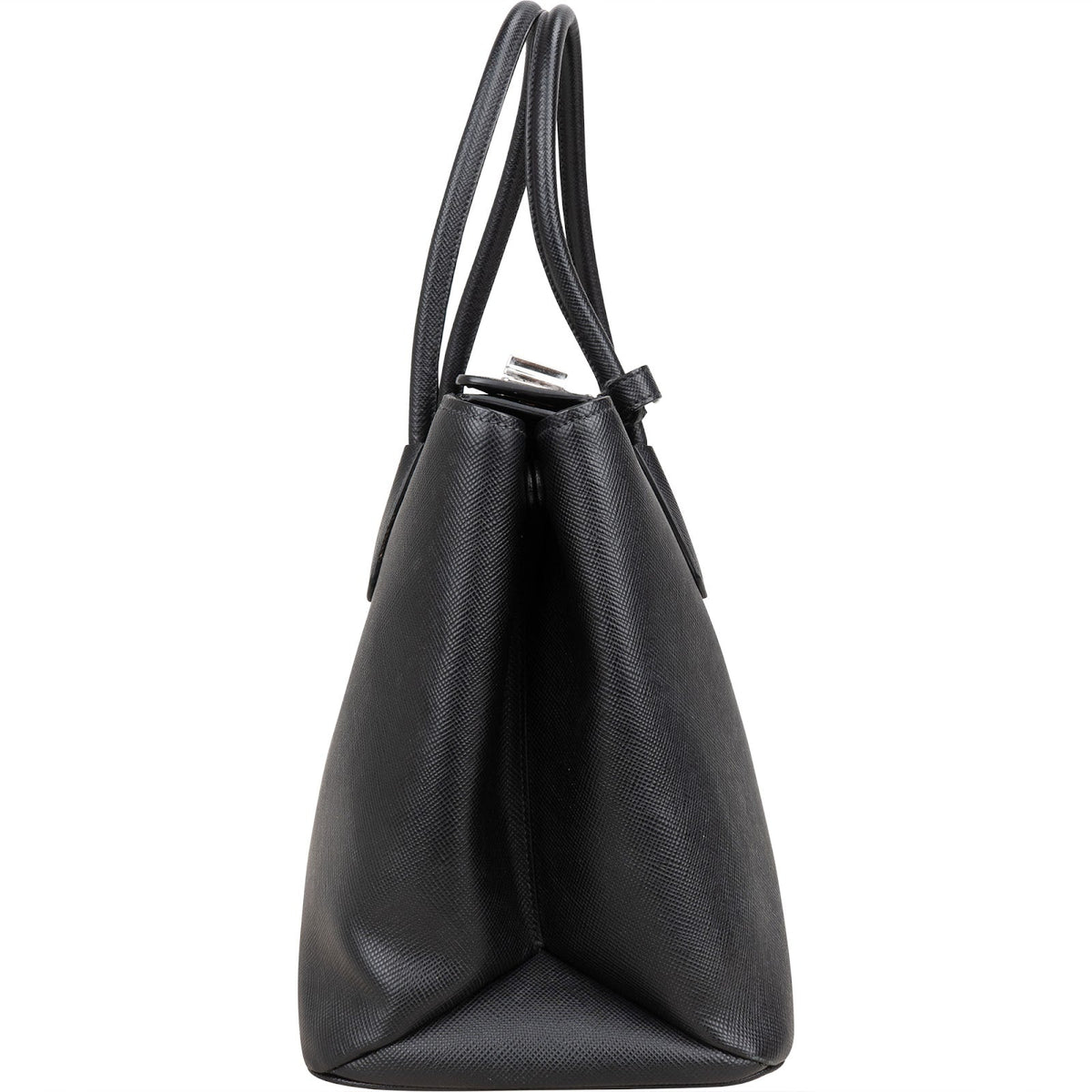 Prada Black Saffiano Leather Lux Turnlock Double Handbag