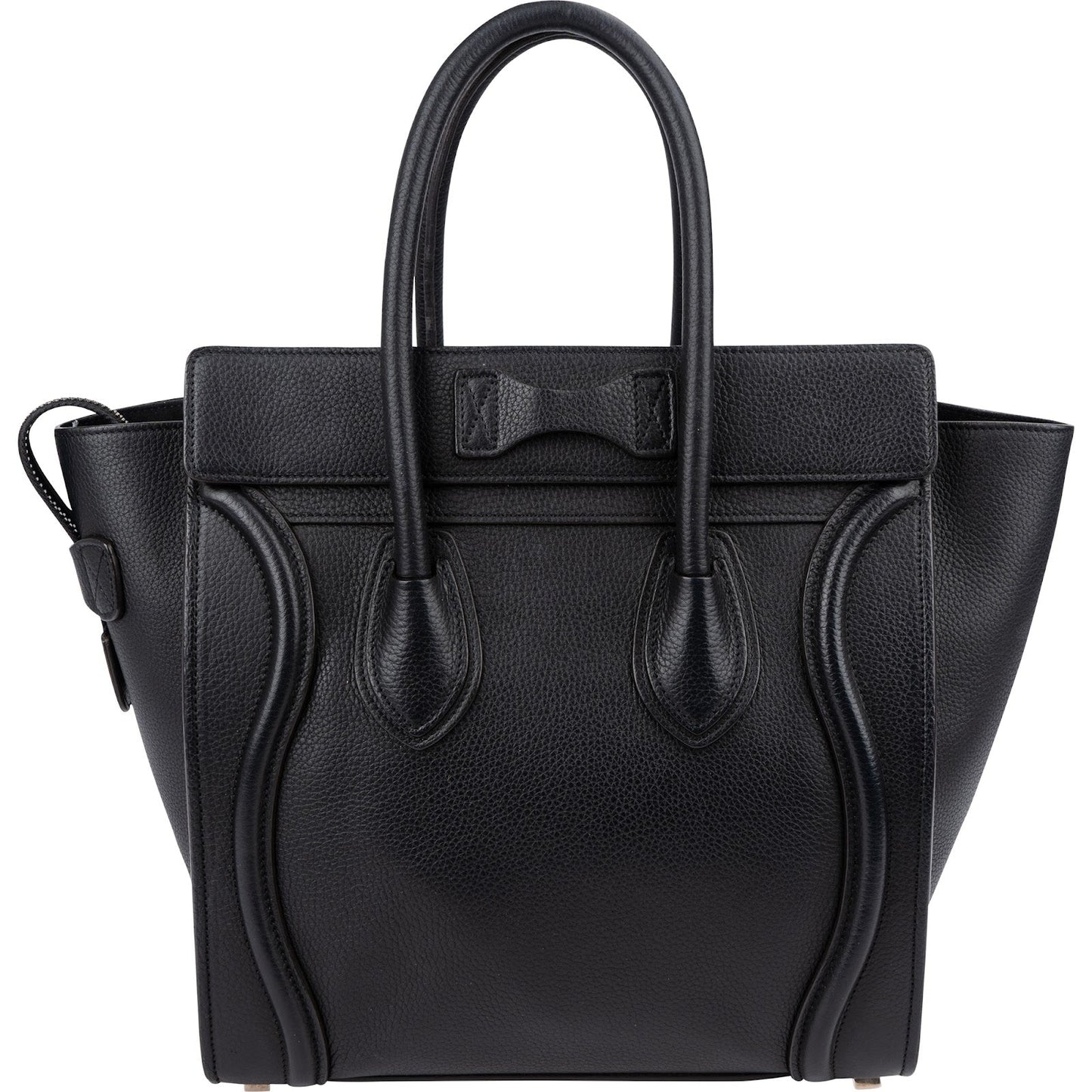 Céline Black Grained Leather Luggage Handbag