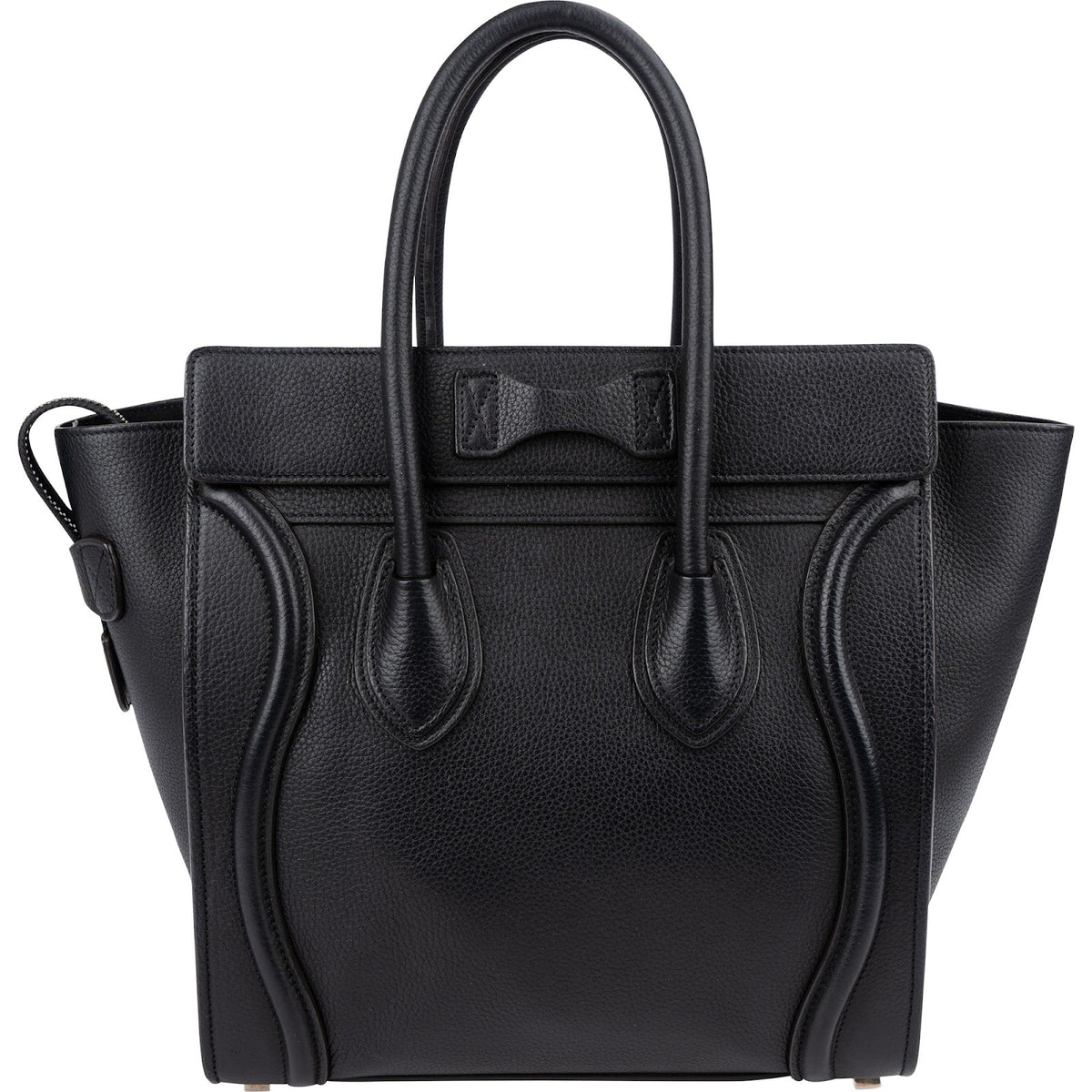 Céline Black Grained Leather Luggage Handbag
