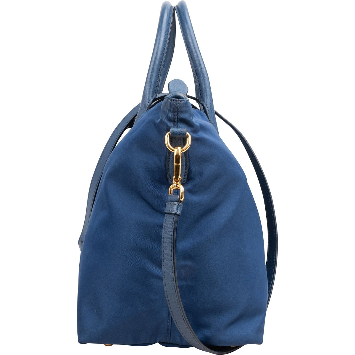 Prada Triangle Tote aus blauem Nylon und Saffiano-Leder – Ansicht 5