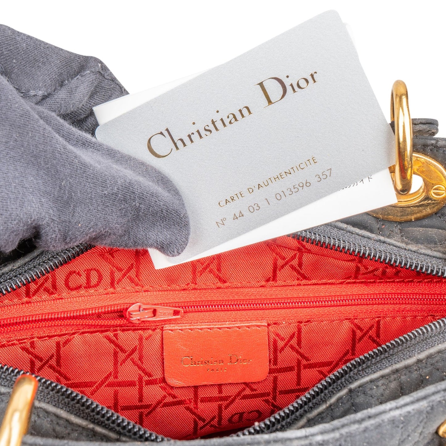 Christian Dior Quilted Nylon Cannage Lady Dior Handbag