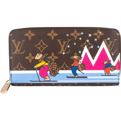 Louis Vuitton Monogram Canvas Illustre Xmas Skating Bears Mount Bleu Zippy Wallet
