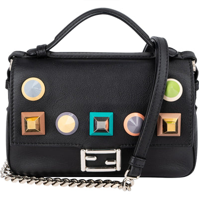 Fendi Mini Baguette Double Flap Plexi Studs Umhängetasche
