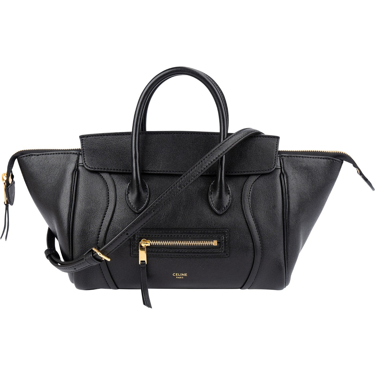 Celine Grained Calfskin Luggage East West Nano Handbag