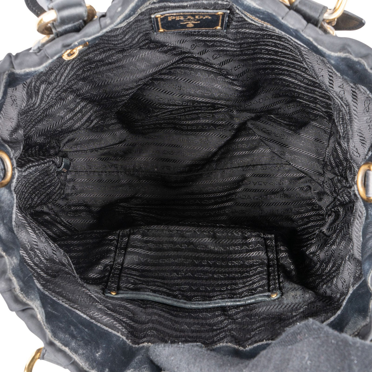 Prada Schwarz Tessuto Gaufre Drawstring Tote, Bild 10 von 13