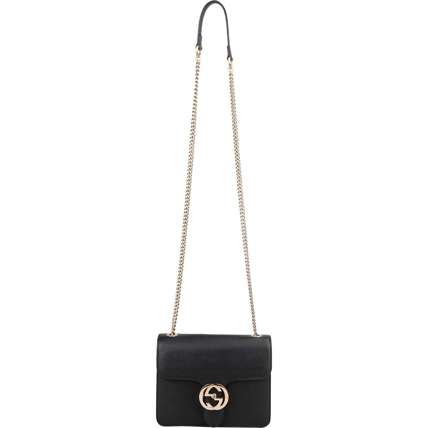 Gucci Black Leather Interlocking GG Crossbody Bag