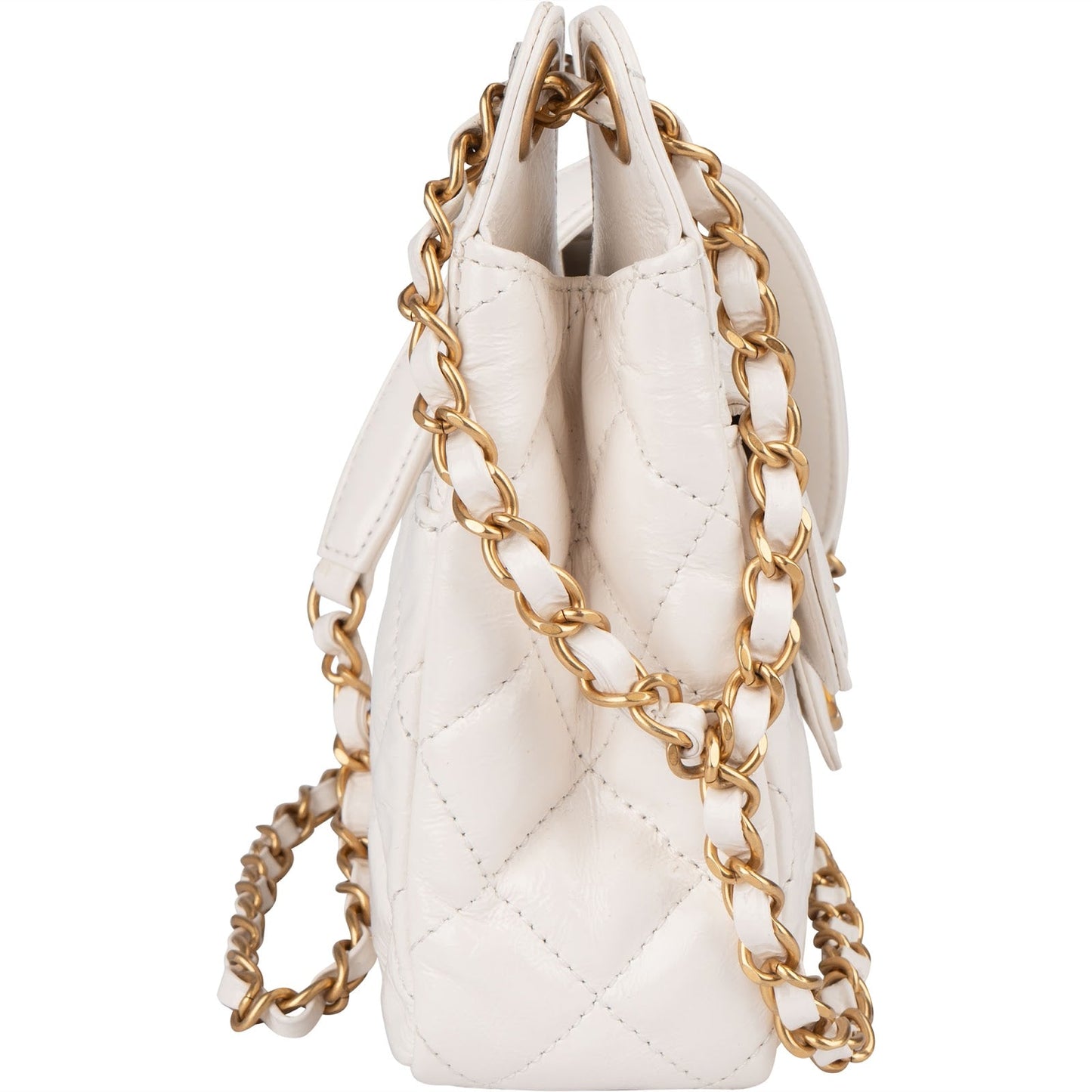 Chanel Quilted Shiny Leather Wavy CC Crossbody Bag