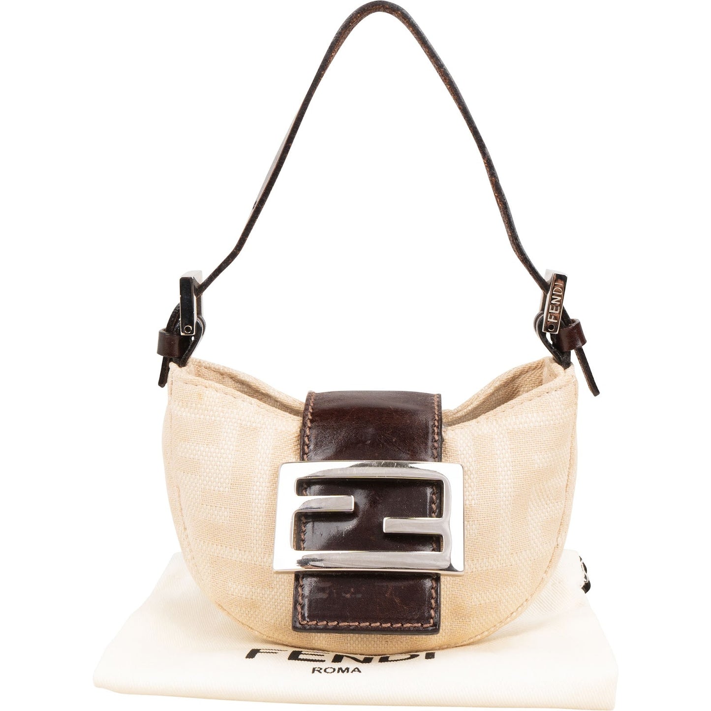 Fendi Zucchino Canvas Croissant Micro Handbag