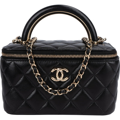Chanel Quilted Lambskin Vanity Case Crossbody Handbag
