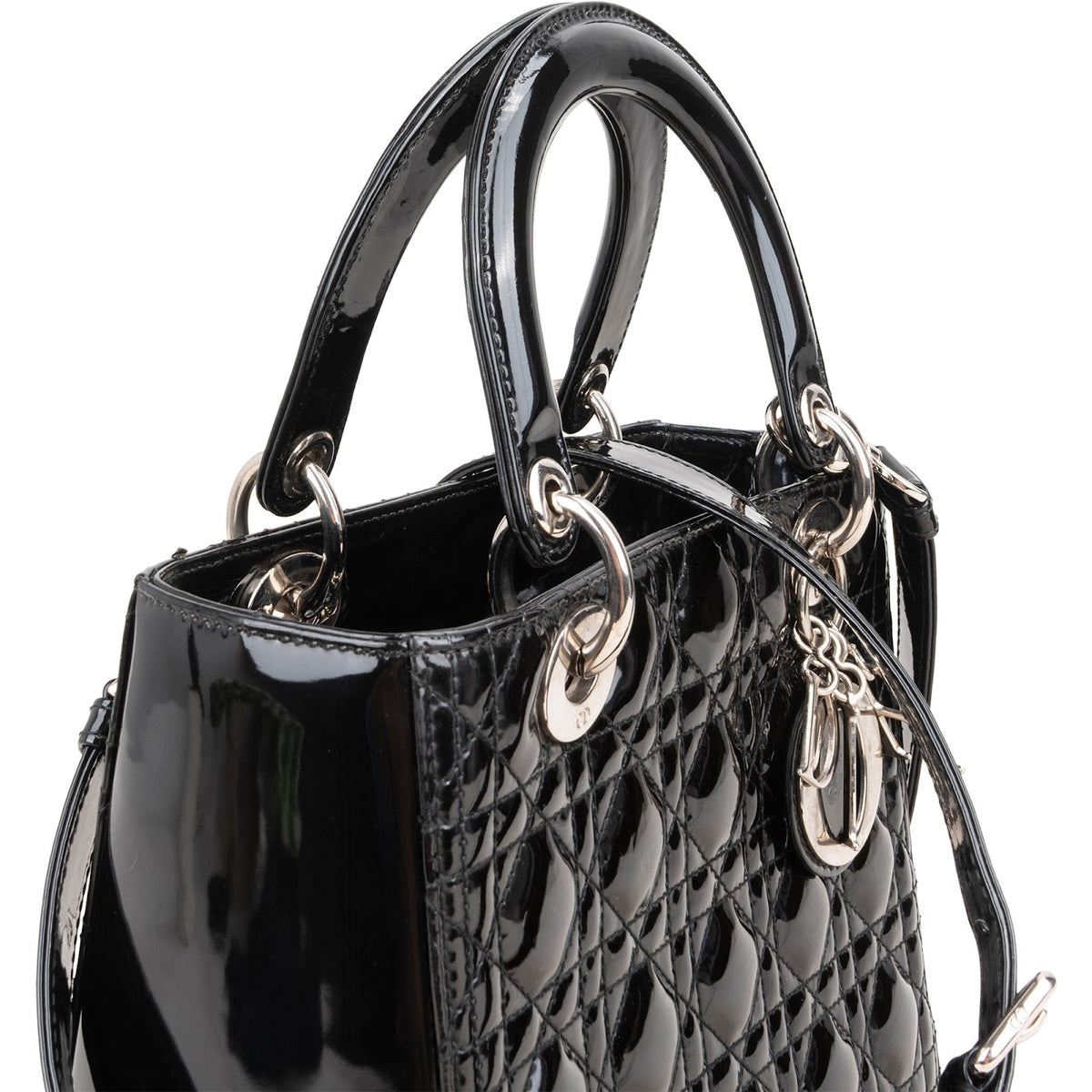 Cristian Dior Quilted Patent Cannage Lady Dior Handbag