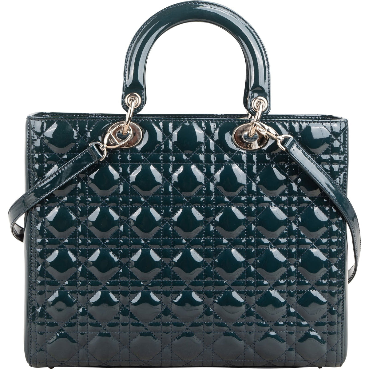 Christian Dior Cannage Patent Leather Medium Lady Dior Handbag