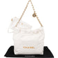 Chanel 22 White Quilted Lambskin Maxi Drawstring Shoulder Bag