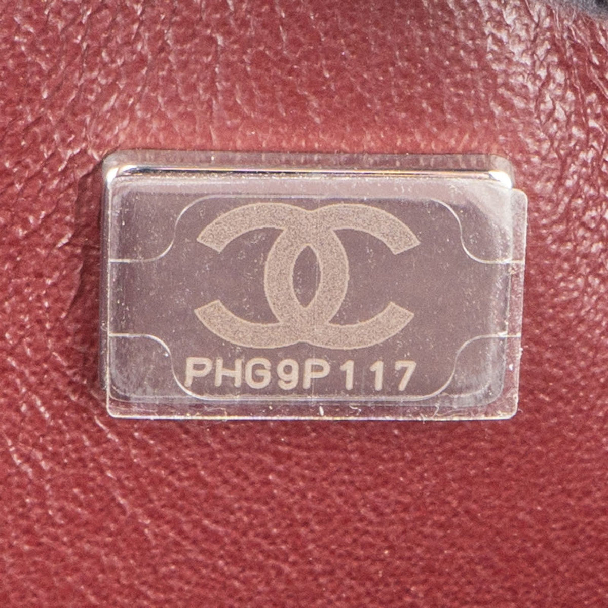 Chanel Quilted Caviar Leather Palladium Double Flap Jumbo Crossbody Bag