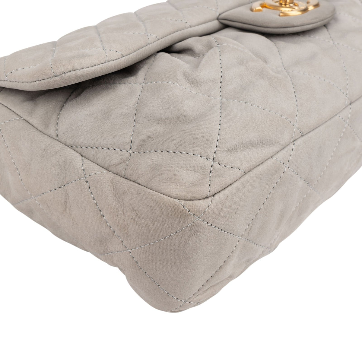 Chanel Quilted Nubuc Easy Single Flap Shoulder Bag
