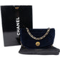 Chanel Chevron Velvet Half Moon Single Flap Crossbody Bag