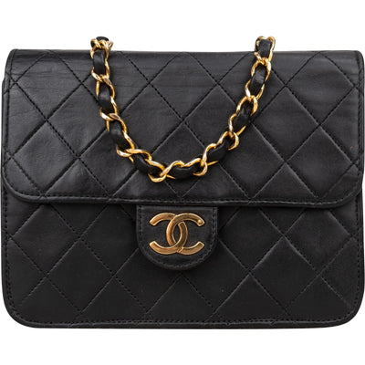 Chanel Quilted Lambskin Small 24K Gold Single Flap Shoulder Bag