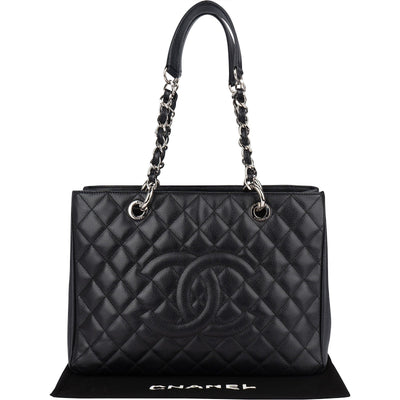 Chanel Quilted Caviar Leather Grand Shopping Tote Shoulder Bag