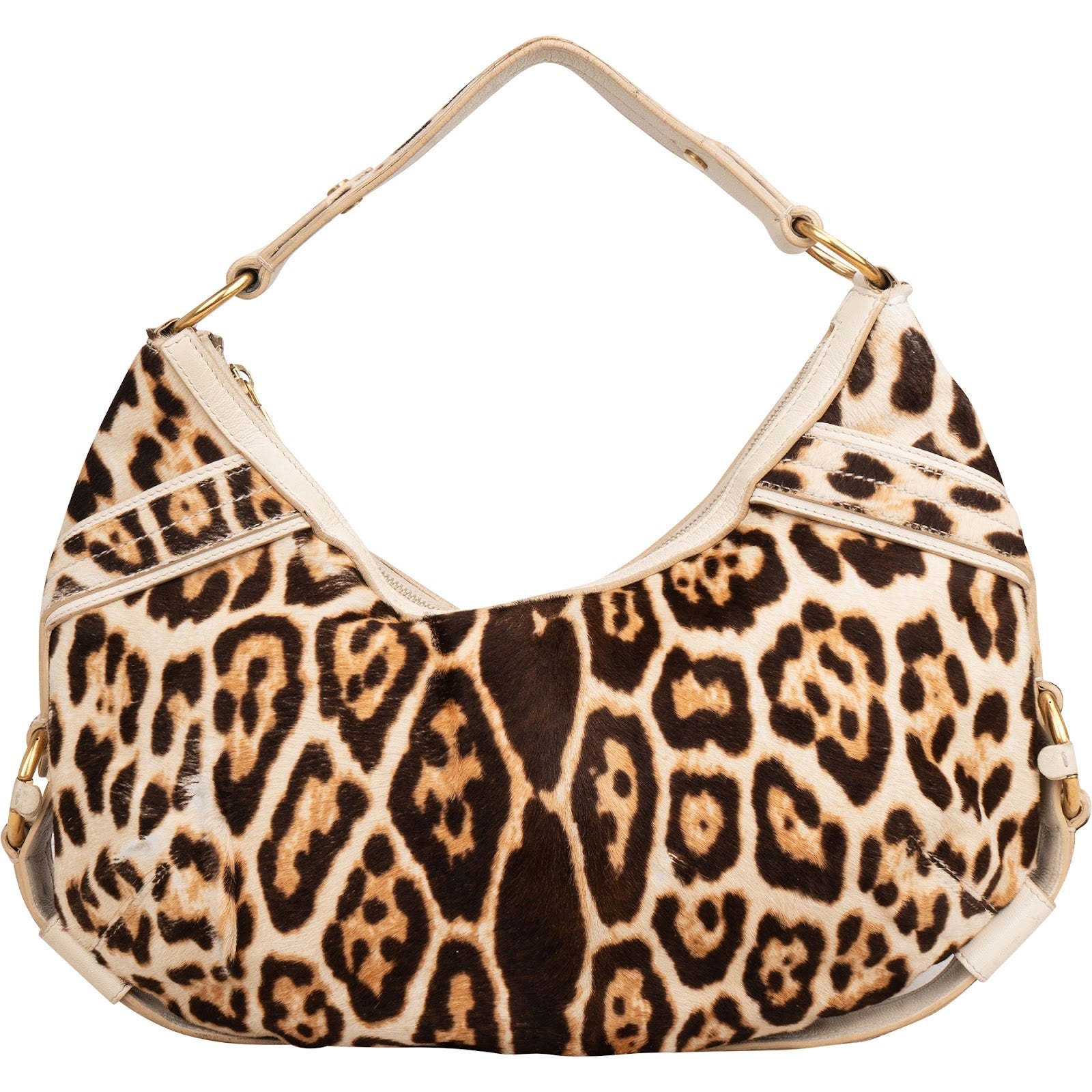 Yves Sant Laurent Pony Hair Leopard Print Hobo Shoulder Bag
