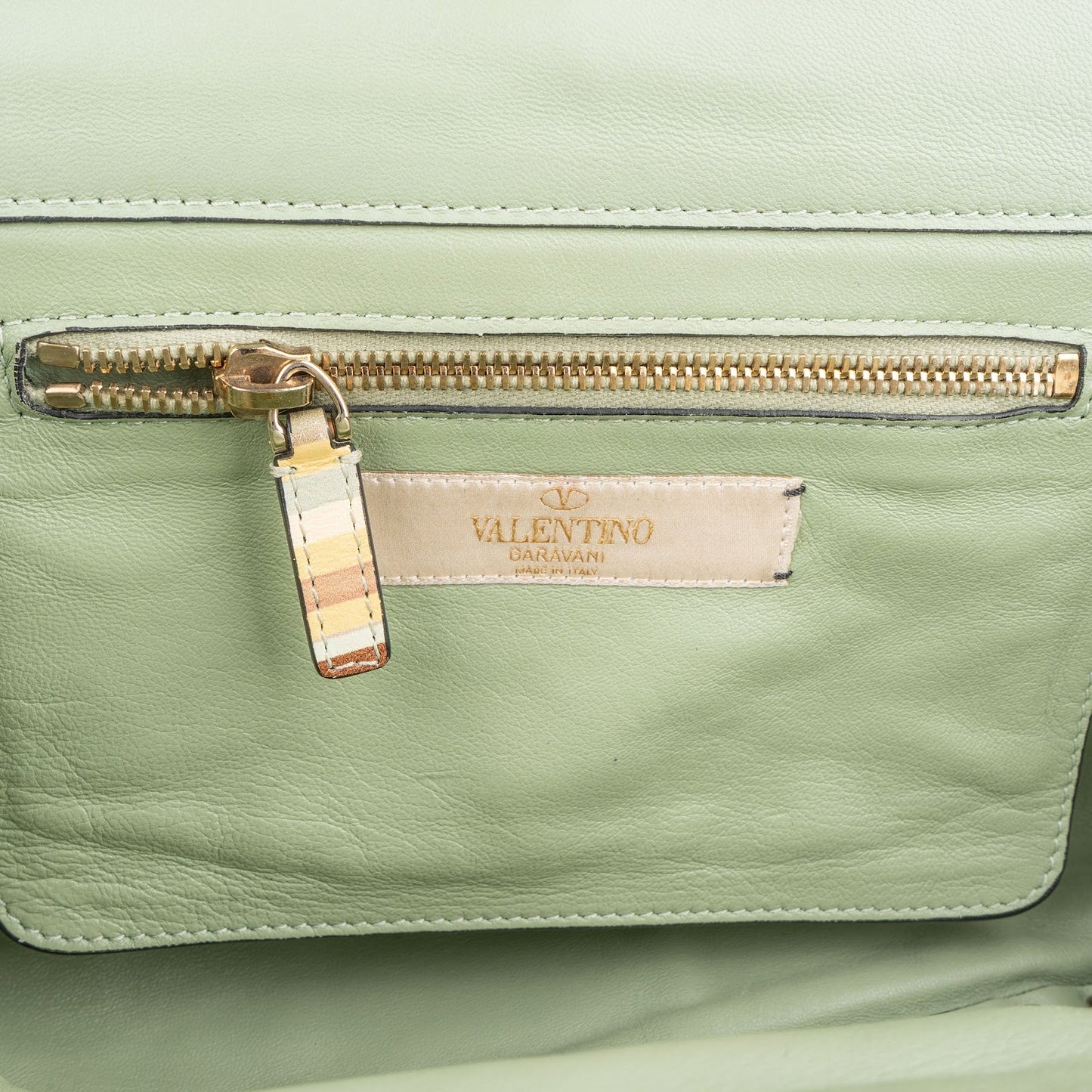 Valentino Leather Rockstud Striped Tote Shoulder Bag