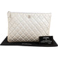 Chanel Quilted Metallic Glittered Caviar Leather CC Clutch