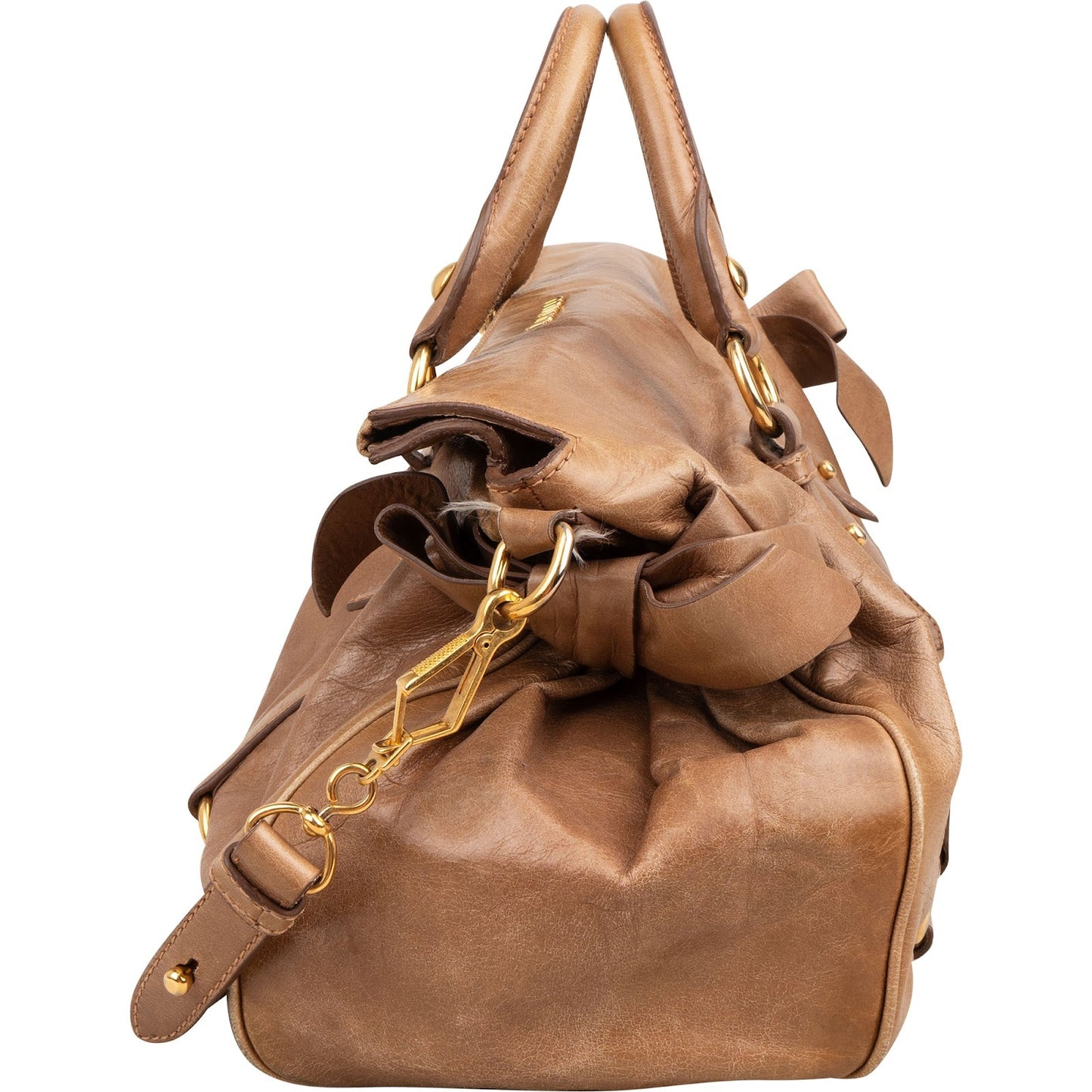 Miu Miu Vitello Lux Leather Bow Bag Handbag