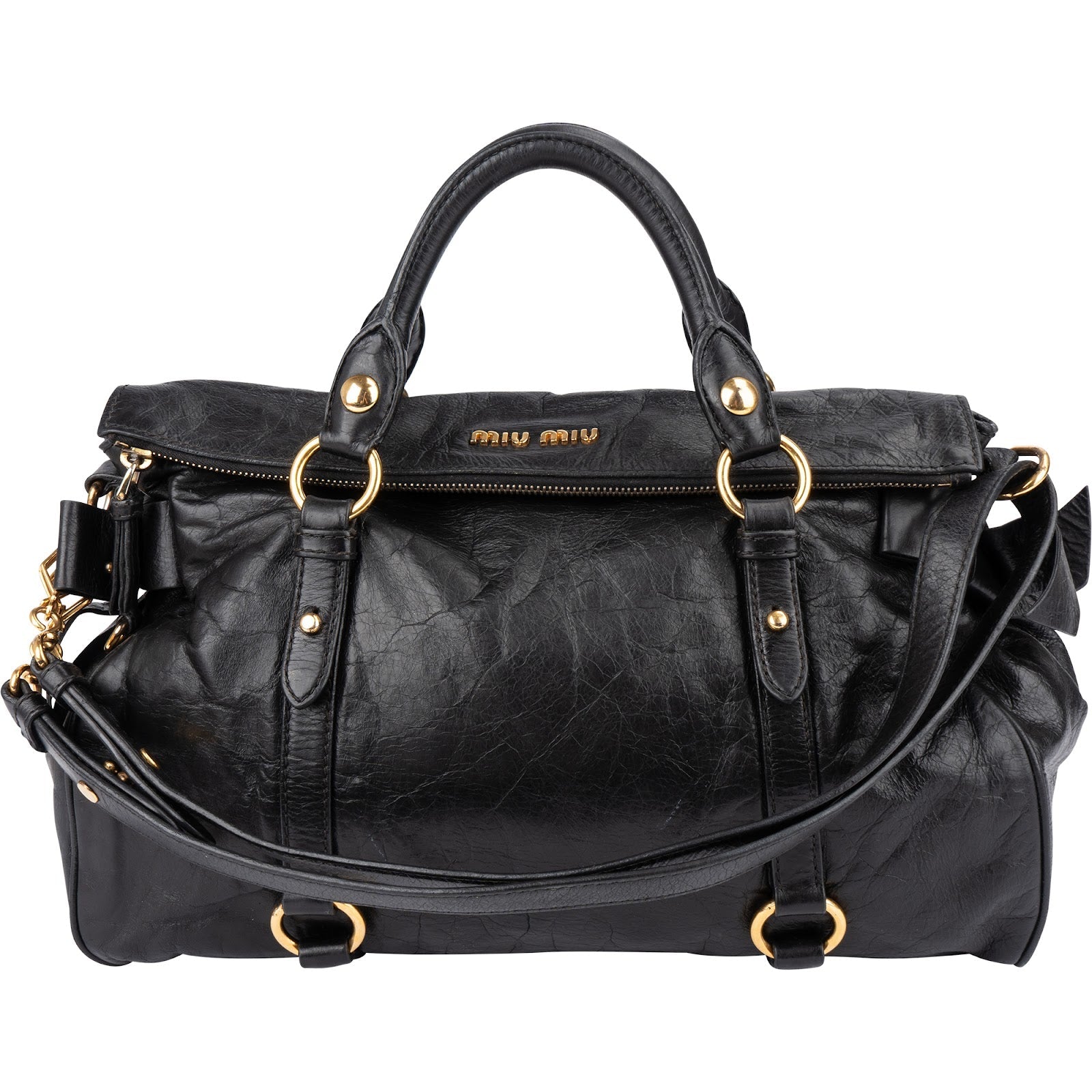 Miu Miu Vitello Lux Leather Bow Satchel Handbag