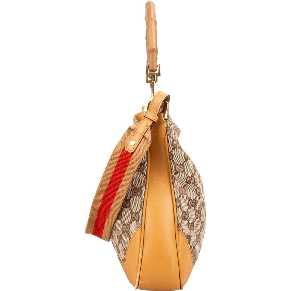 Gucci Monogram GG Canvas Bamboo Handle Shoulder Handbag