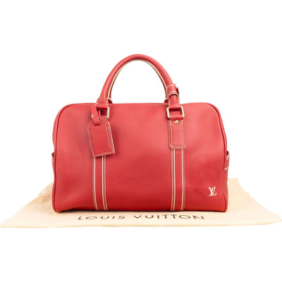 Louis Vuitton Red Tobago Leather Carryall M95140 Weekender Travel Bag