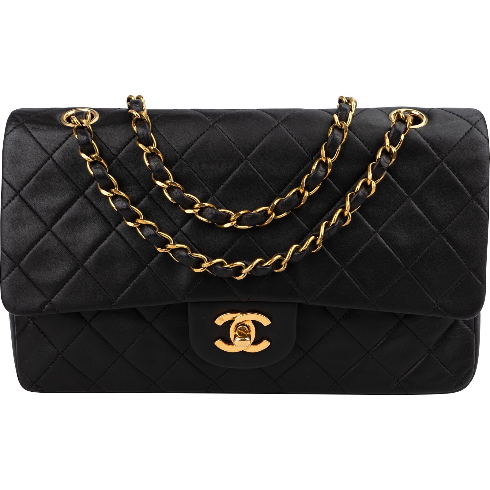 Chanel Quilted Lambskin 24K Gold Medium Double Flap Shoulder Bag