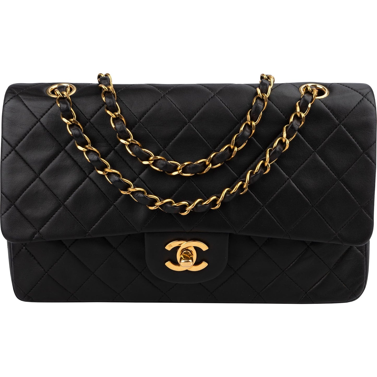 Chanel Quilted Lambskin 24K Gold Medium Double Flap Shoulder Bag