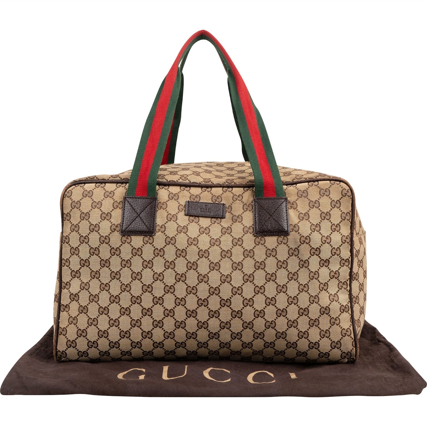 Gucci Monogram GG Canvas Web Boston Handbag