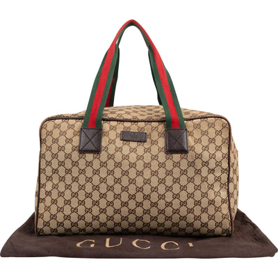 Gucci Monogram GG Canvas Web Boston Handbag