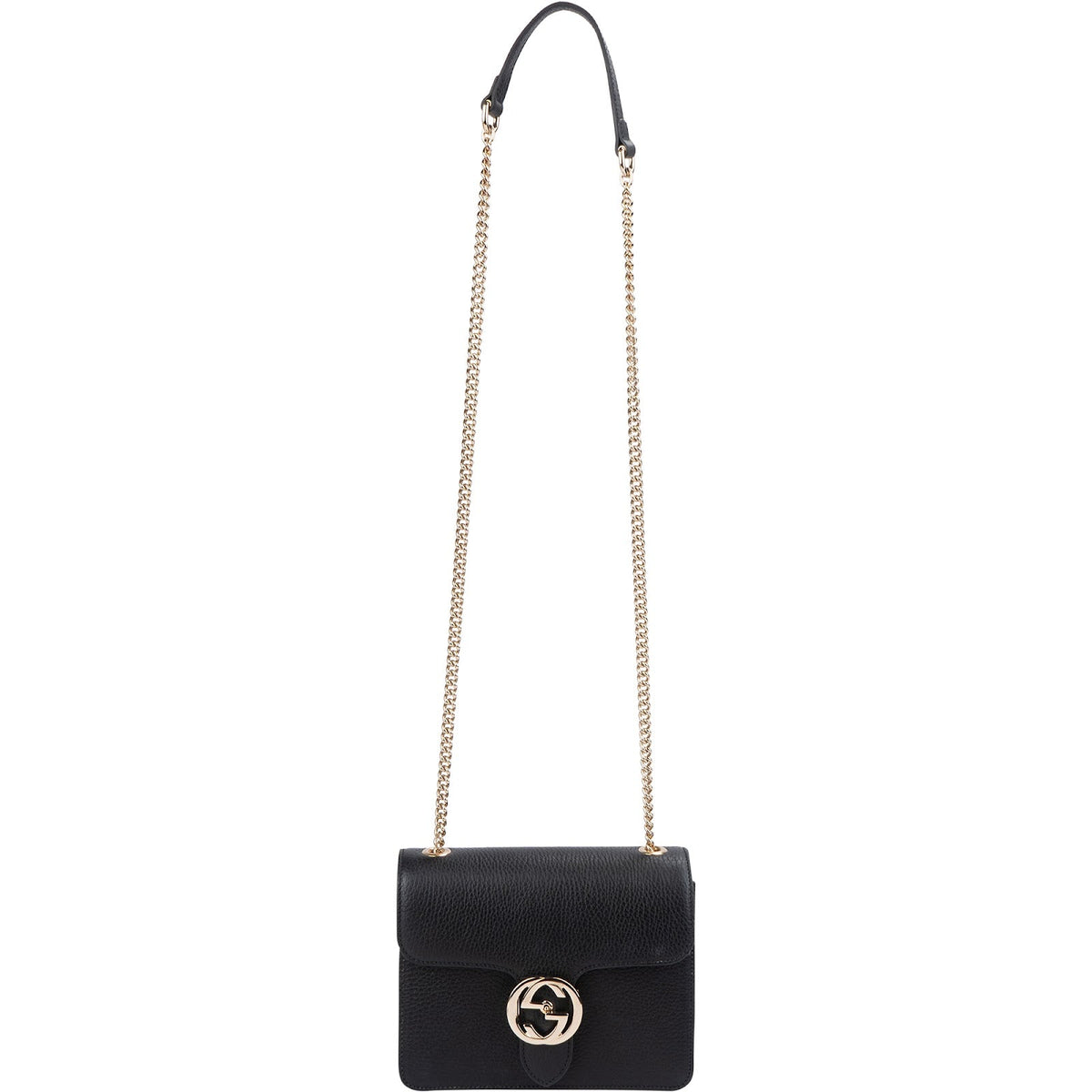 Gucci Grained Leather Interlocking GG Shoulder Crossbody Bag