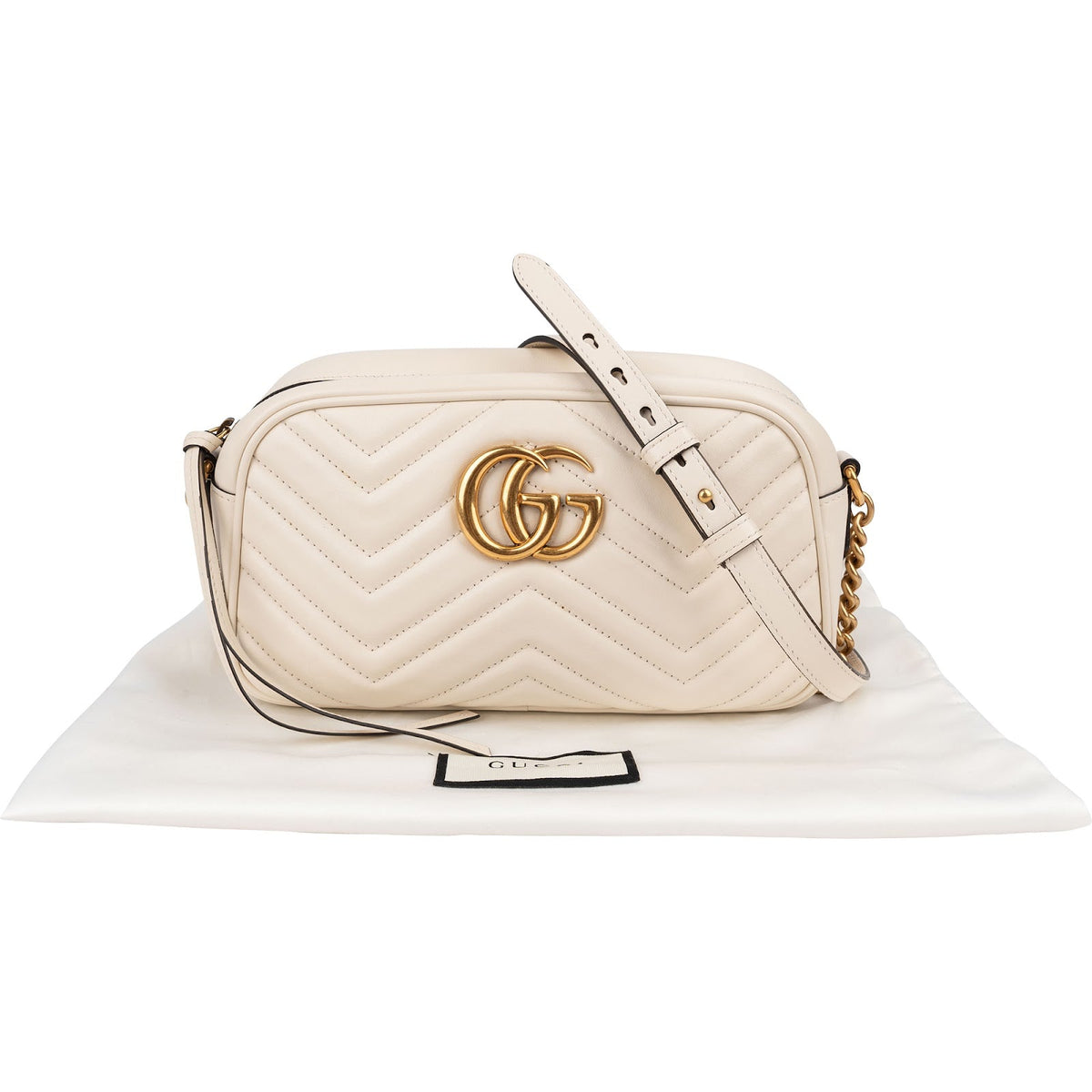 Gucci Chevron Matelassé Leather GG Marmont Medium Camera Crossbody Bag