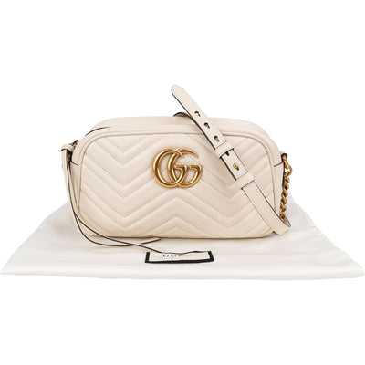 Gucci Chevron Matelassé Leather GG Marmont Medium Camera Crossbody Bag