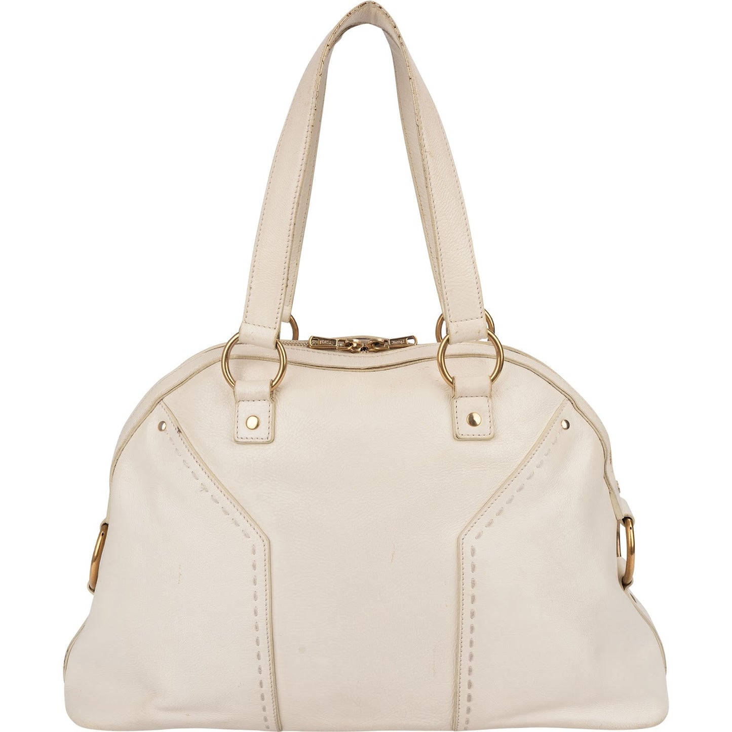 Yves Saint Laurent White Leather Medium Muse Handbag