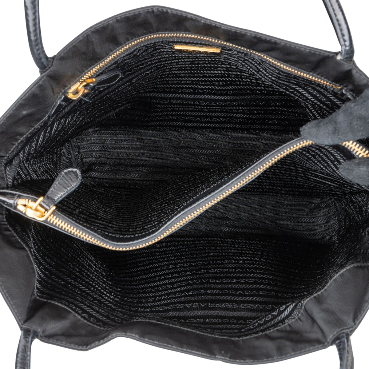Prada Tessuto Nylon Patent Leather Handle Tote Shoulder Bag