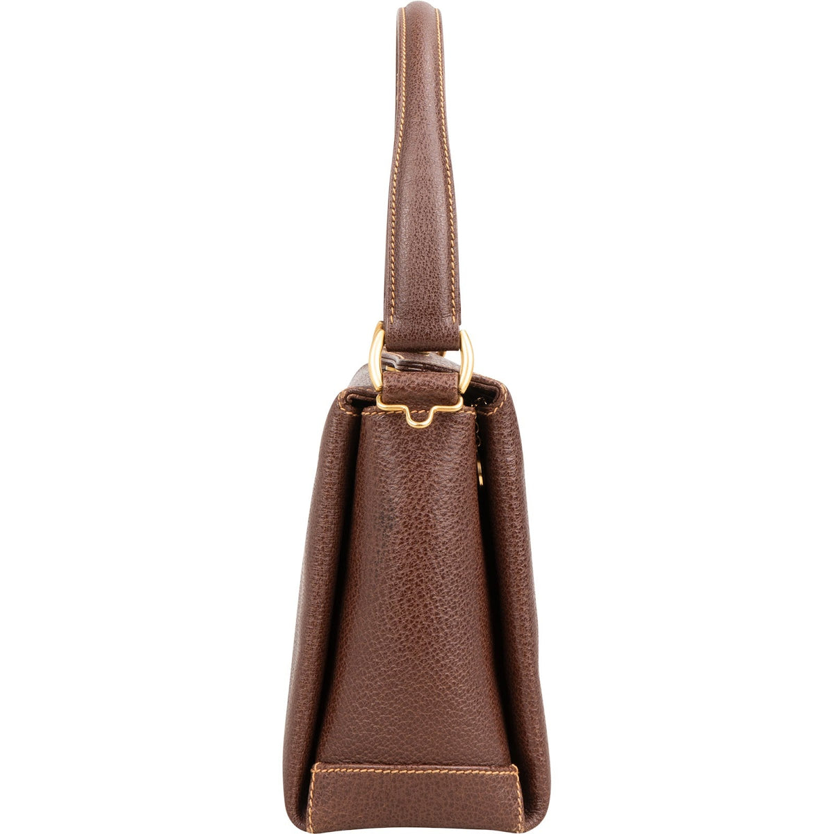 Gucci Brown Leather Bamboo Lock Top Handle Handbag