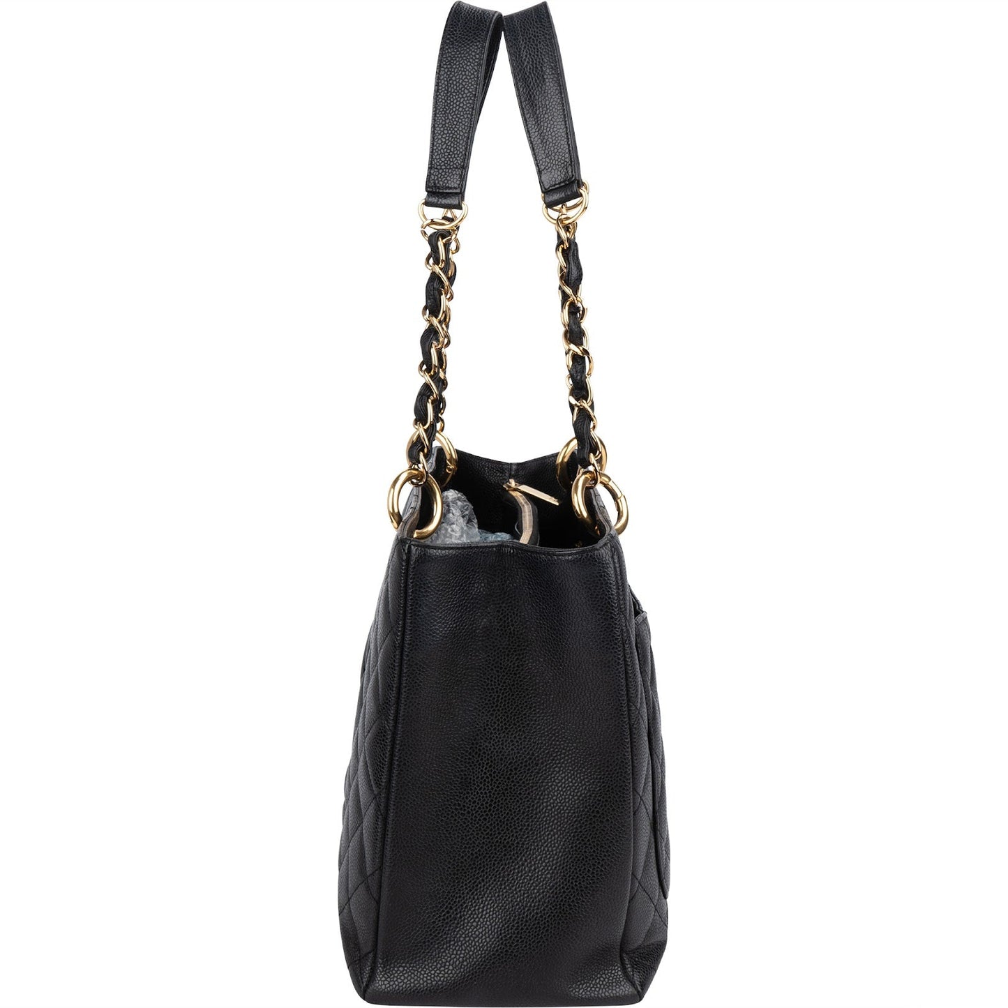 Chanel Quilted Caviar Leather CC Grand Shopping Tote Shoulder Bag