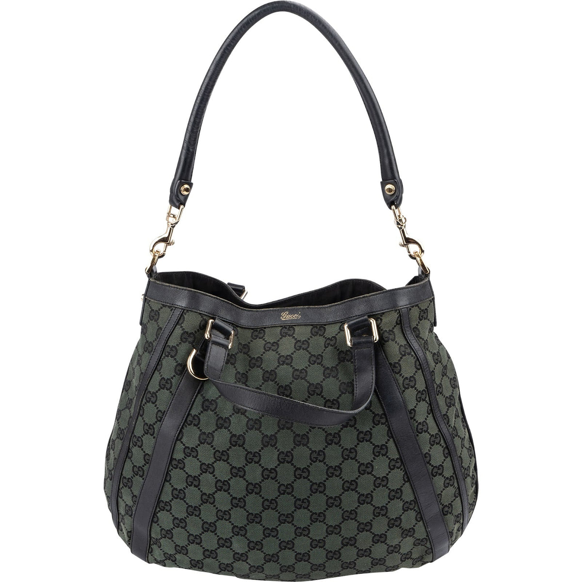 Gucci Green Monogram GG Canvas Hobo Handbag