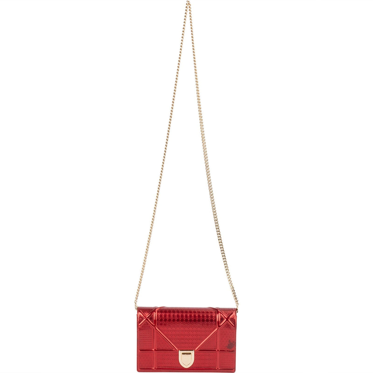 Christian Dior Metallic Perforated Patent Leather Diorama Crossbody Bag