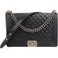 Chanel Quilted Caviar Leather New Medium Boy Single Flap Crossbody Bag
