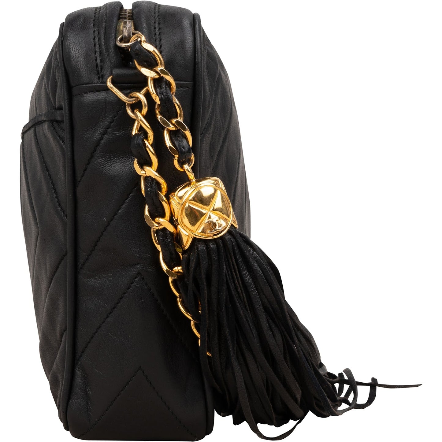 Chanel Quilted Lambskin CC Tassel Crossbody Bag
