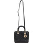 Christian Dior Black Crinkled Lambskin Small Lady Dior Handbag