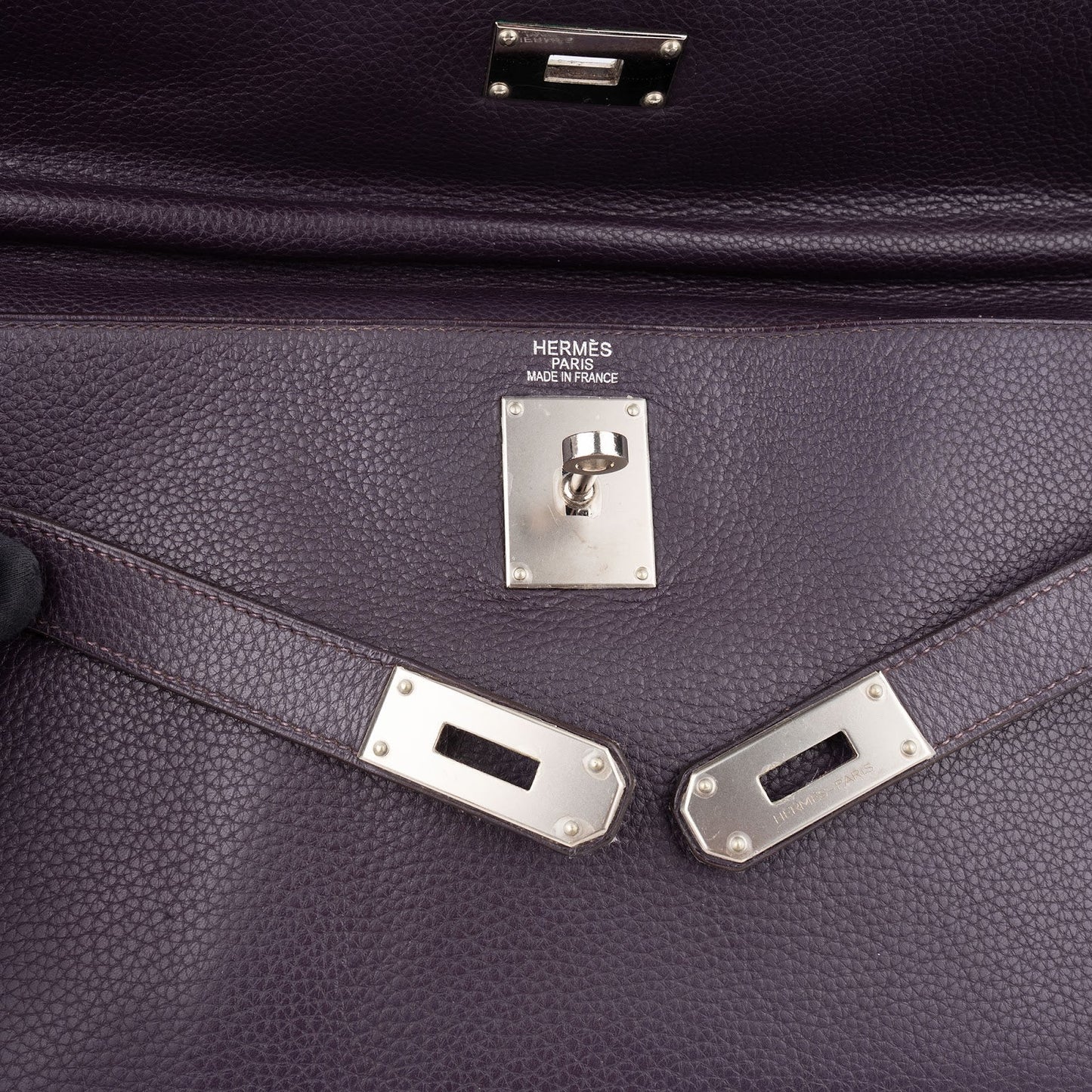 Hermès Raisin Clemence Leather Kelly 40 JPG Shoulder Bag